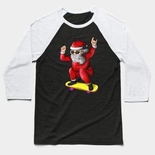 Cool Christmas Skateboarding Santa Baseball T-Shirt